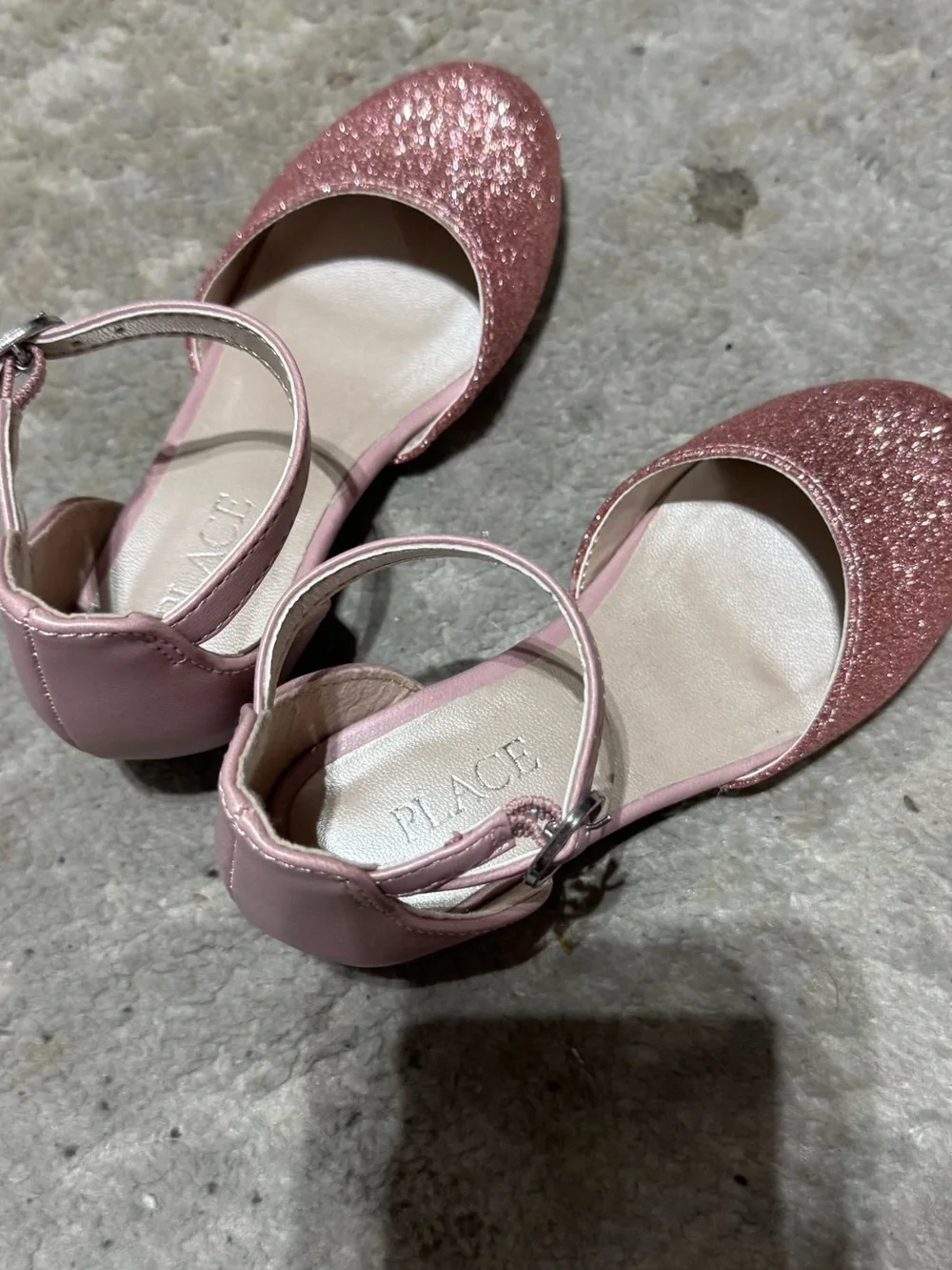 The Children's Place Rose Pink Glitter Ankle-Strap Flats